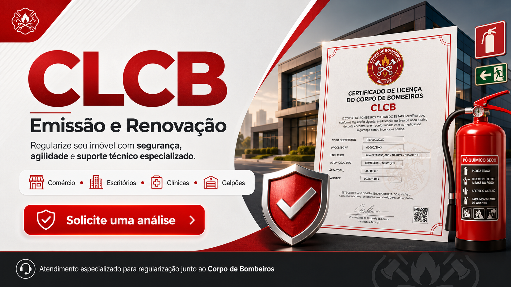 Engenheiro orientando adequações para CLCB em Sertãozinho com extintor e sinalização de emergência